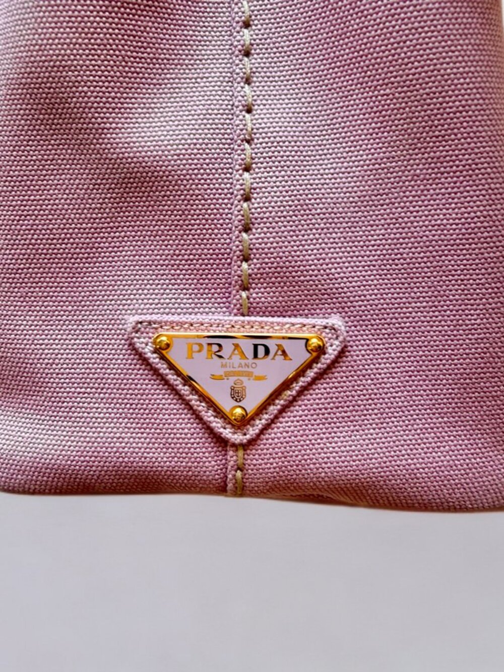 Prada Light Pink Small Canvas Canapa Shoulder Crossbody Bag - Picture 15 of 16